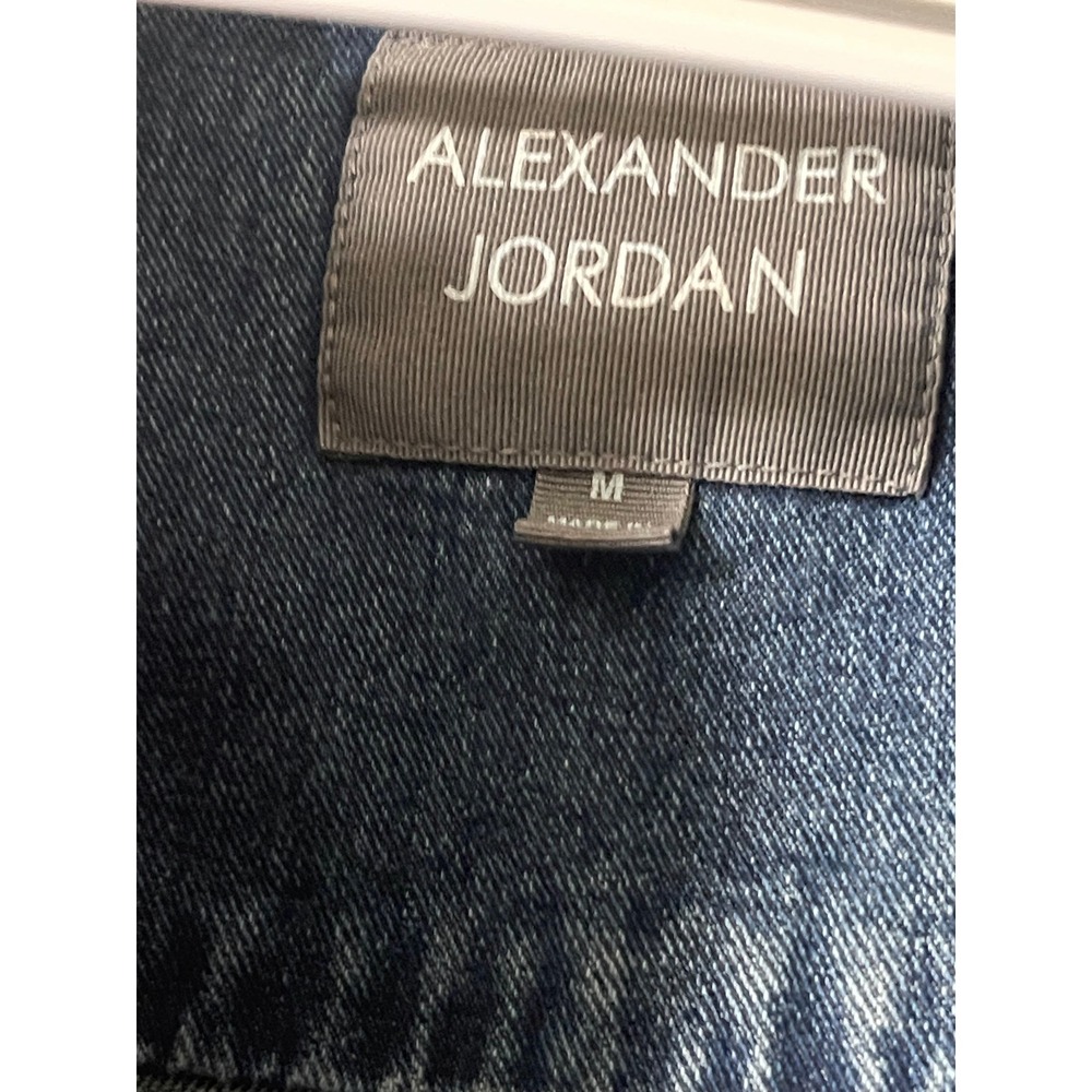Alexander Jordan Womens Medium Wash Denim Trucker Jacket Size M Blue Cropped - Picture 3 of 9